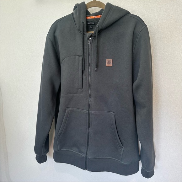 Brixton Men's Builders Charcoal Zip-Up Hoodie - Picture 2 of 8